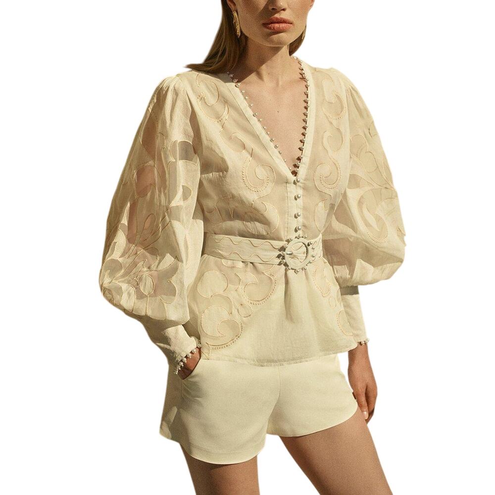 Karen Millen Essential Ivory Techno Woven Shorts Size 2 NWT - Picture 1 of 5